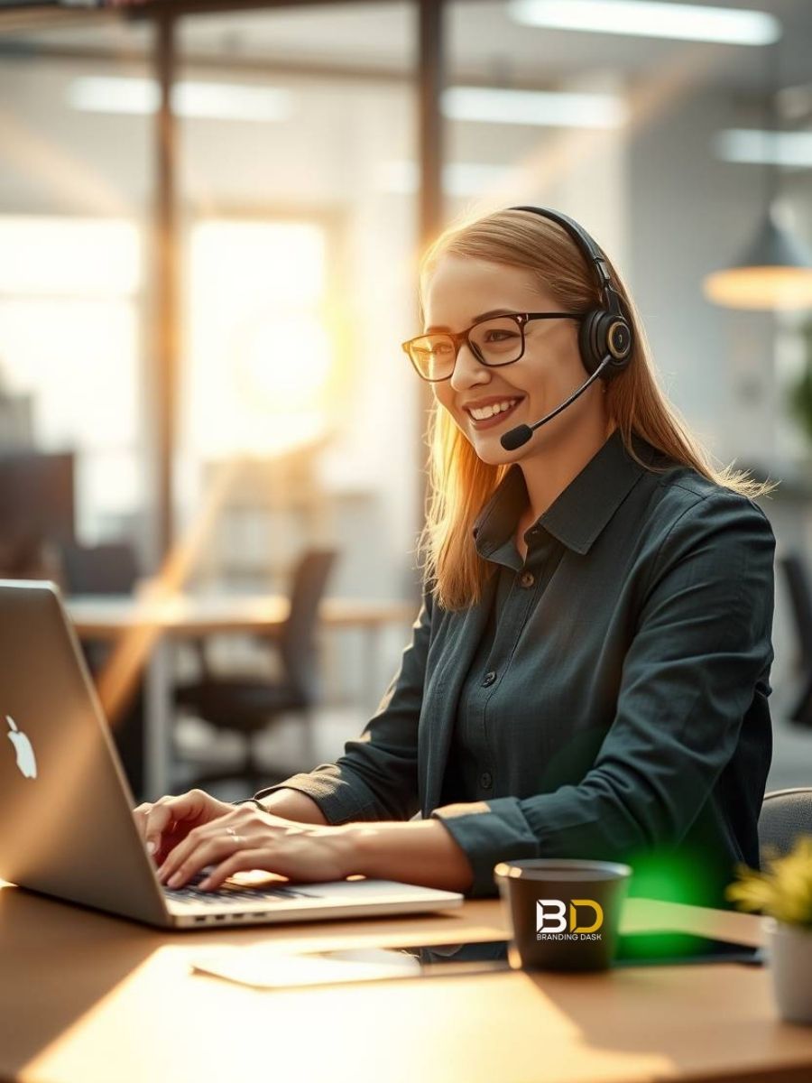 Customer service Officer Sending Replay Text