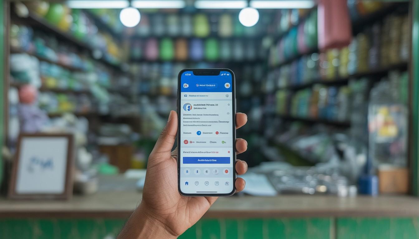 Small local shop owner using social media for business