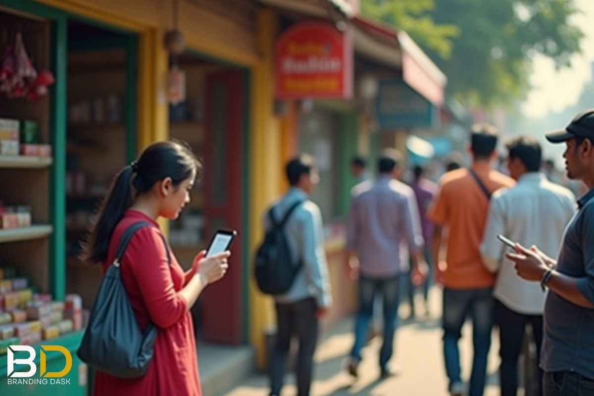 Customers finding a nearby business through mobile search