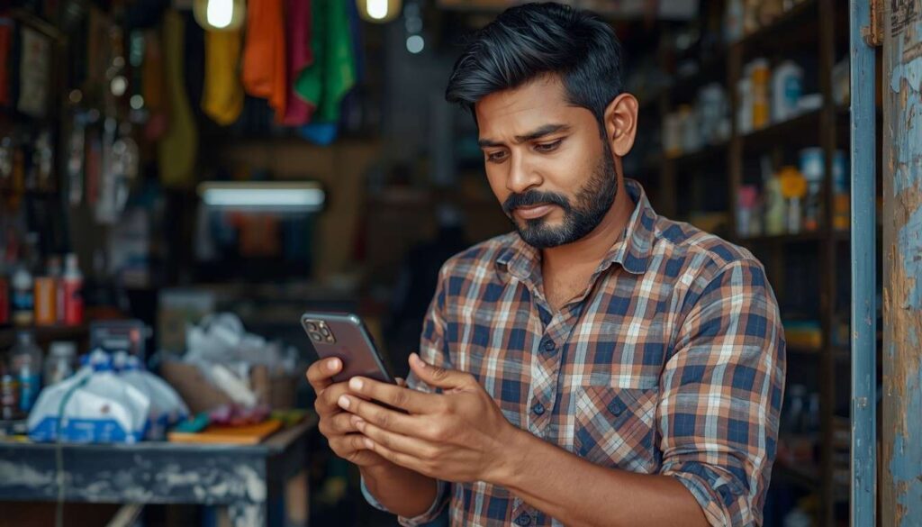 Small business owner managing social media in Natore Bangladesh