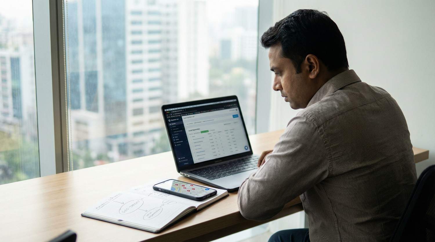 Local SEO keyword planning with city and area targeting