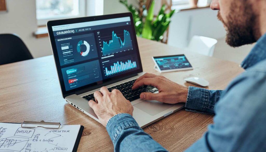 Checking backlink loss and competitor SERP changes on laptop