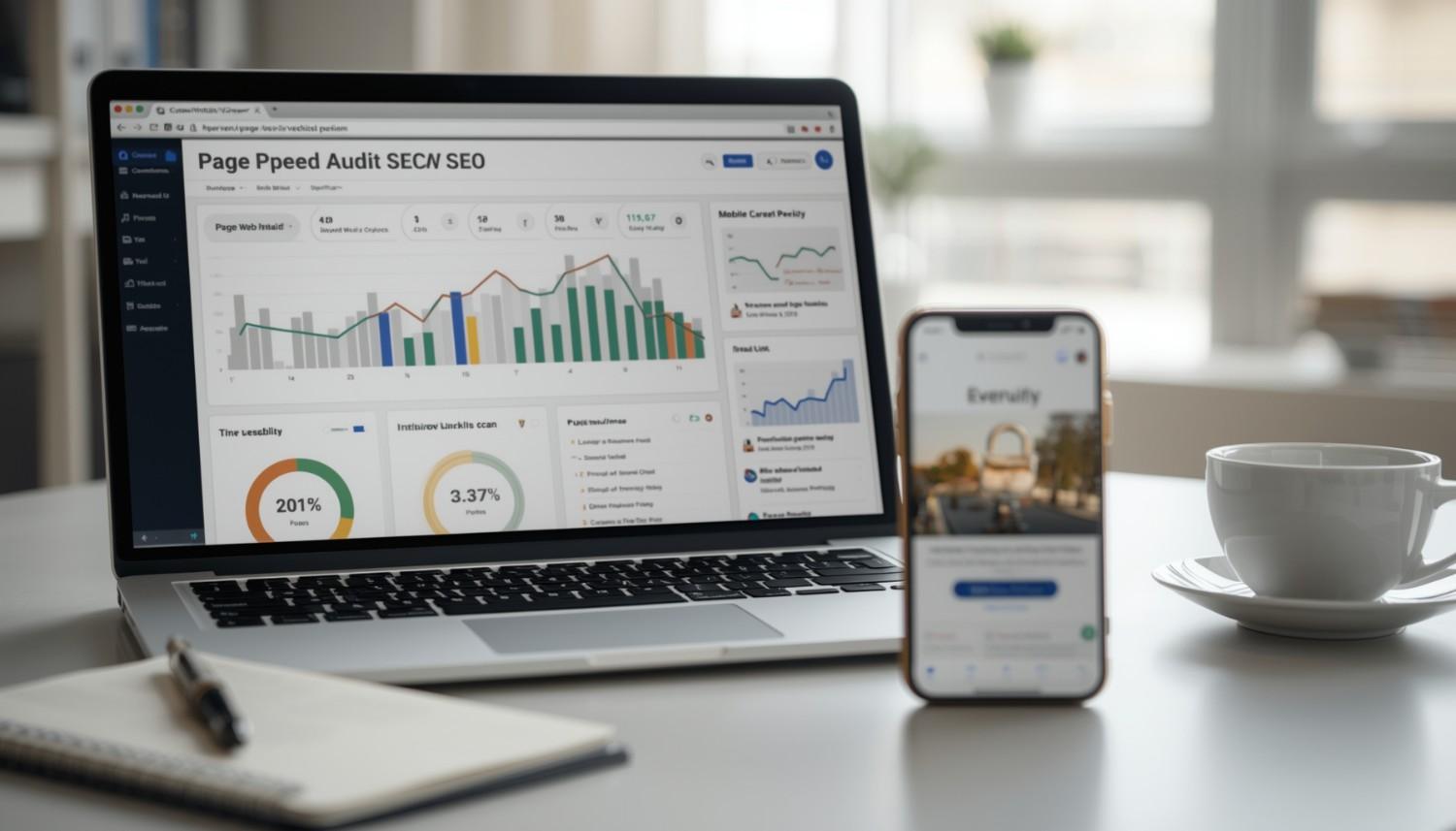 SEO specialist checking speed and mobile usability