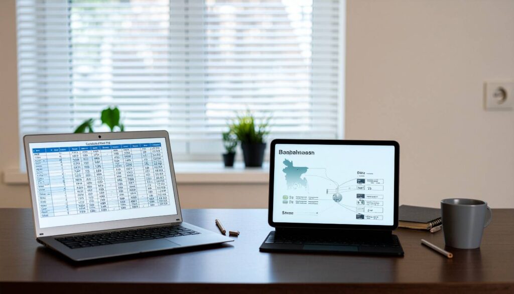 Spreadsheet topical map template with Bangladesh example workspace