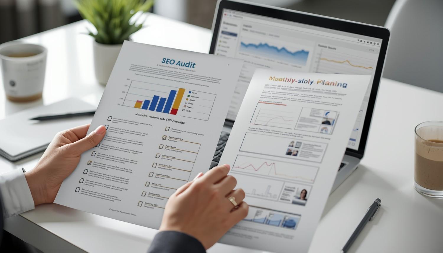 SEO audit vs monthly SEO deliverables on desk